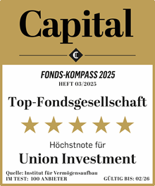Union Investment: Top-Fondsgesellschaft 2023 laut Capital Siegel - Auszeichnung für Union Investment: Top-Fondsgesellschaft 2023 laut Capital